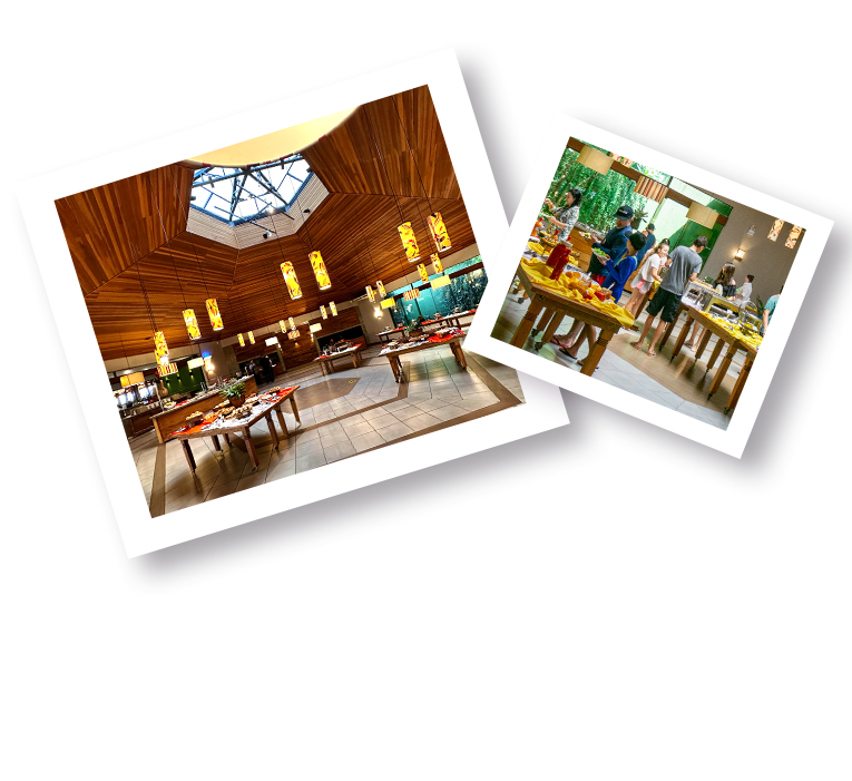 Imagens do restaurante, uma das experiências oferecidas pelo Aguativa Golf Resort.