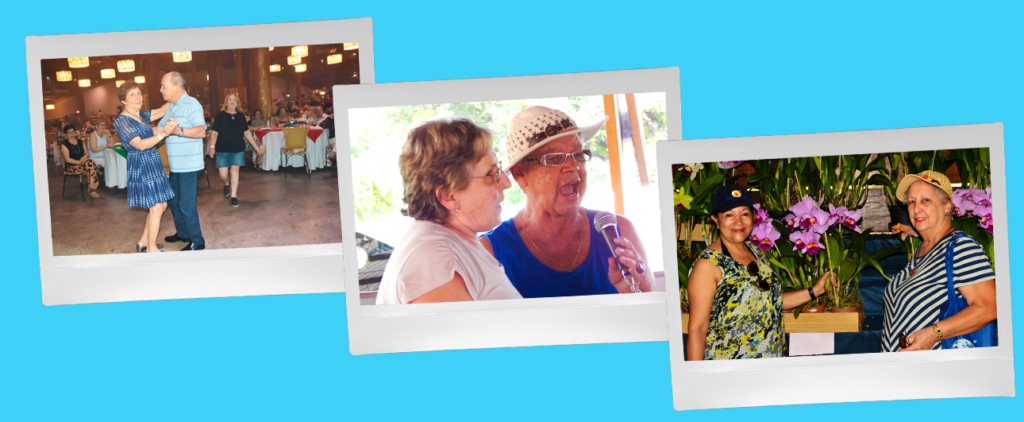 Imagens da melhor idade em diversas atividades do Aguativa Golf Resort.